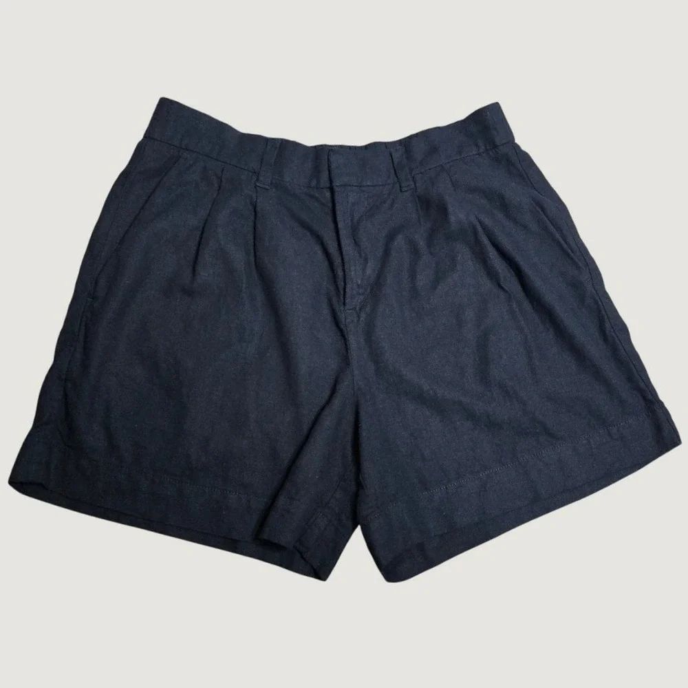 Express Black Linen Blend High Rise Pleated Shorts Size 10